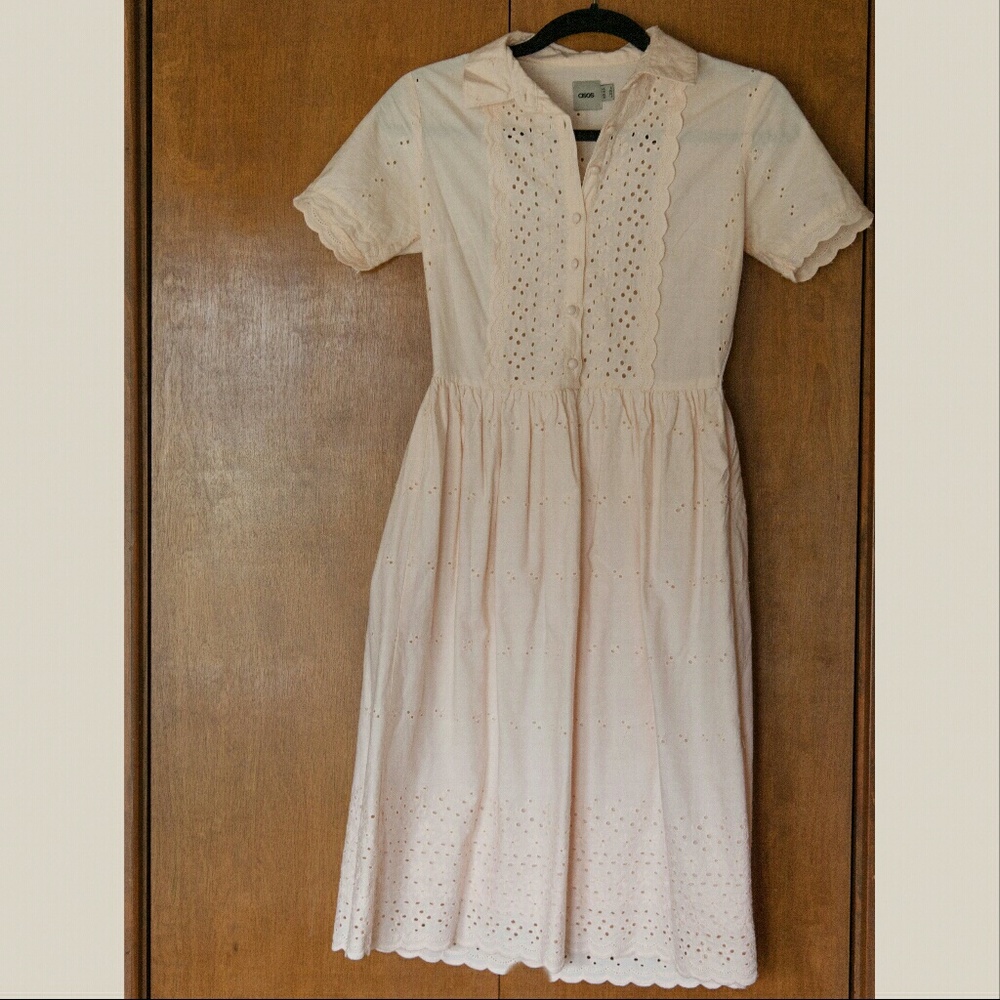 Cute Vintage Style Pale Pink Dress Short Sleeves