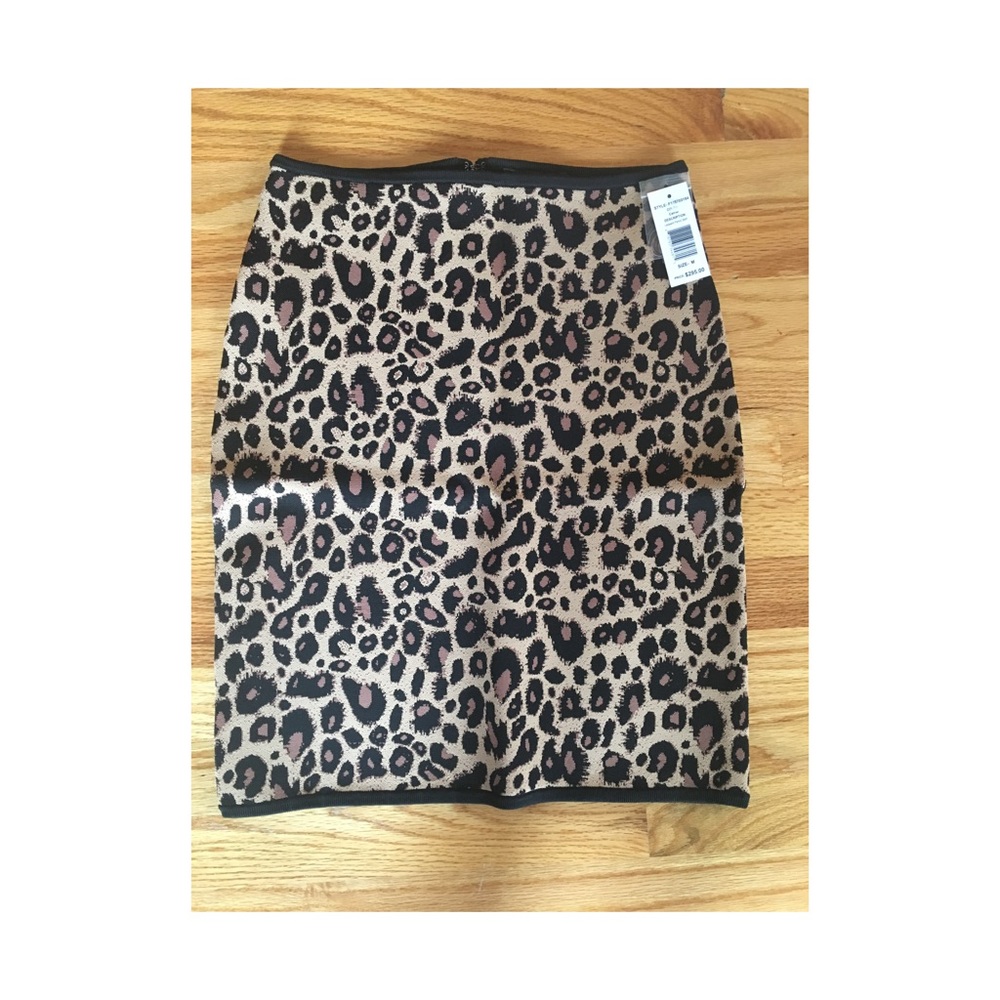 NWT Pink Tartan Leopard Pencil Skirt