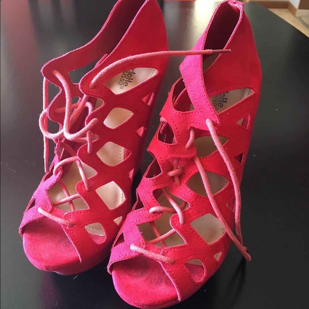 Charlotte Russe lace up wedge heels