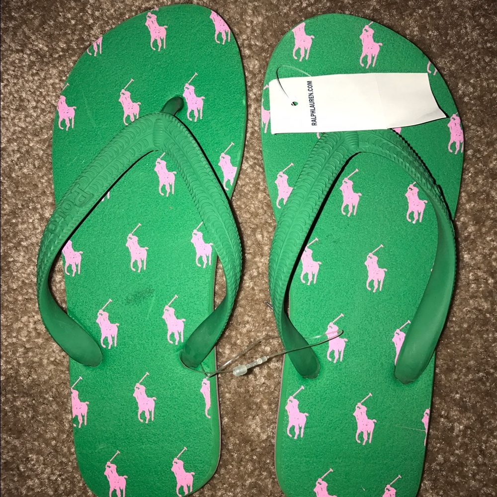 ❌SOLD ❌Polo Green/ Pink Women's Flip Flop