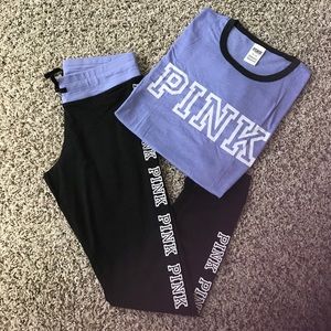 VS Pink Yoga pant and shirt bundle