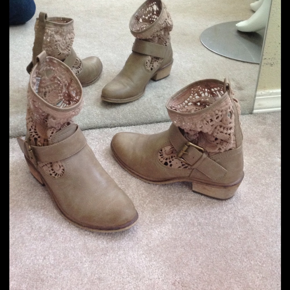 Taupe colored slightly tan Lacey boots