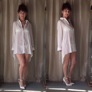 NEW OFF WHITE SHEER COVER UP WITH BUTTONS