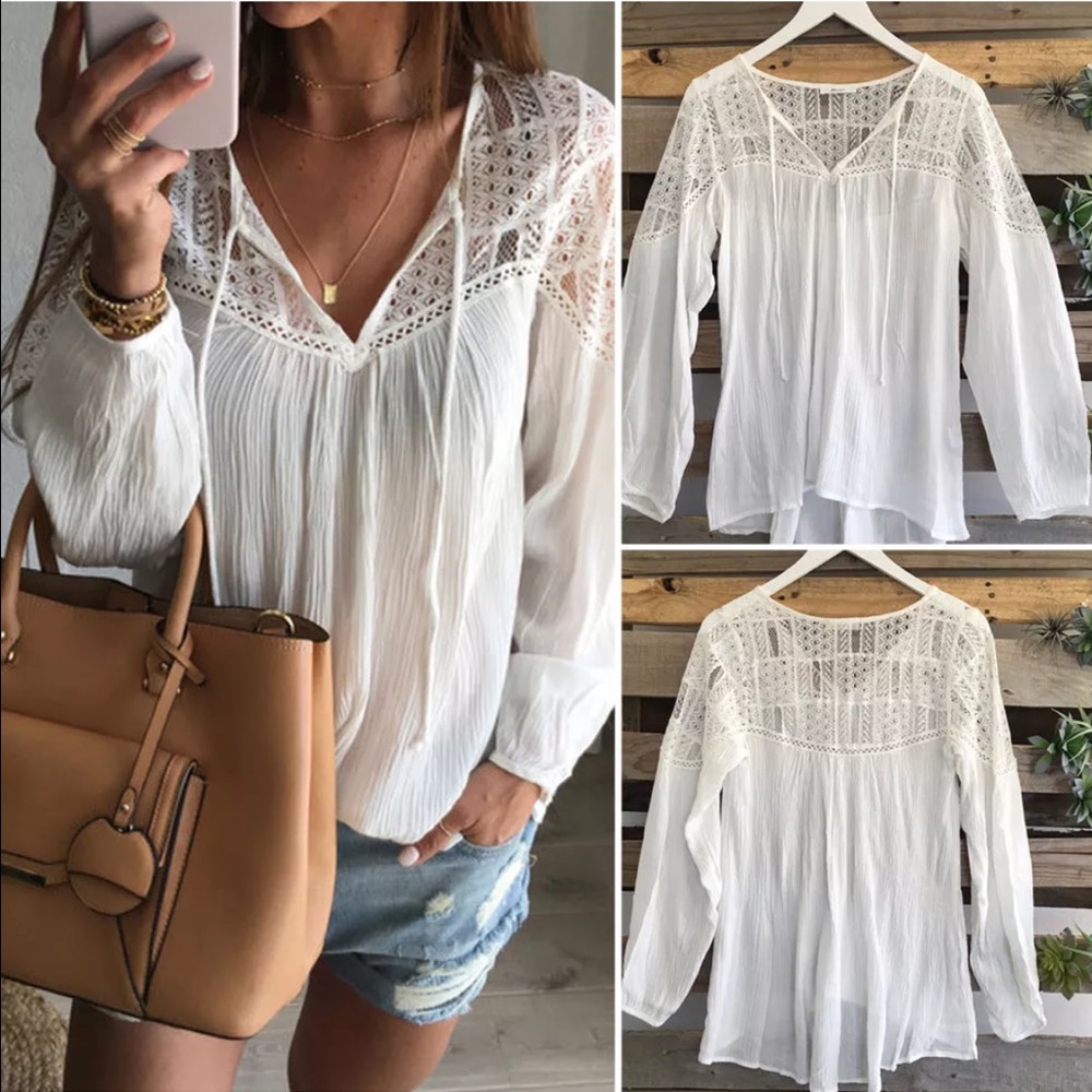 Sz M Long Sleeved Loose Casual Blouse - Picture 1 of 5