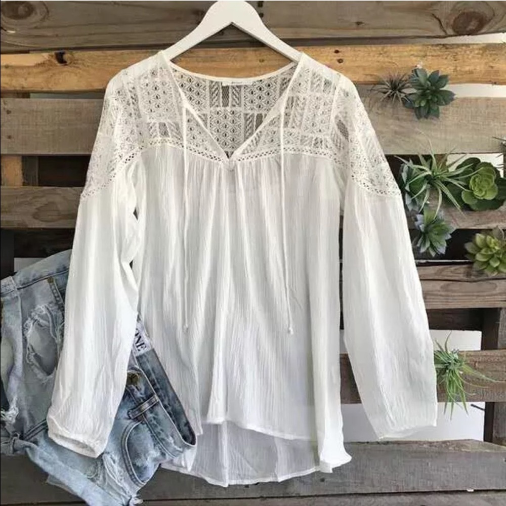 Sz M Long Sleeved Loose Casual Blouse - Picture 3 of 5