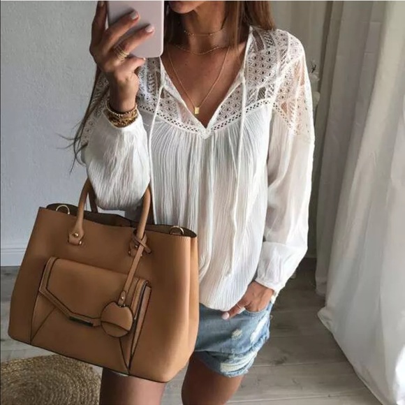 Sz M Long Sleeved Loose Casual Blouse - Picture 4 of 5