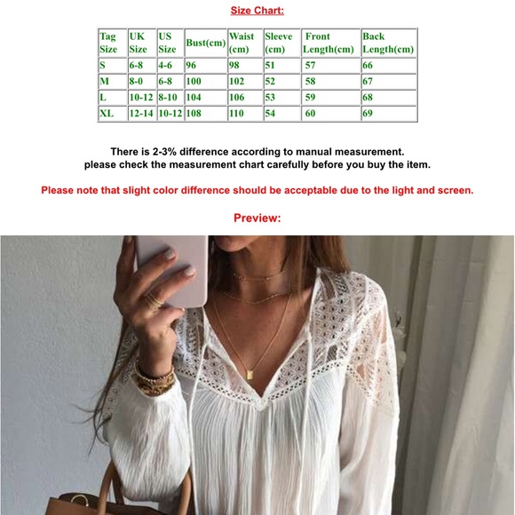 Sz M Long Sleeved Loose Casual Blouse - Picture 5 of 5