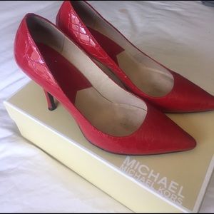 Michael Kors red crocodile pumps