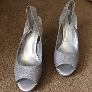 silver sparkly heels