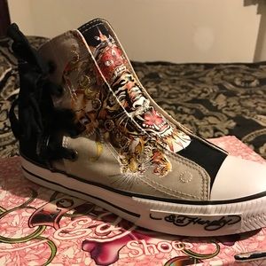 Ed Hardy Tiger black high tops