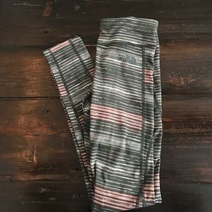 Northface green and pink striped leggings