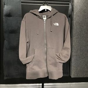 Grey The North Face zipper Hoodie. Size Large