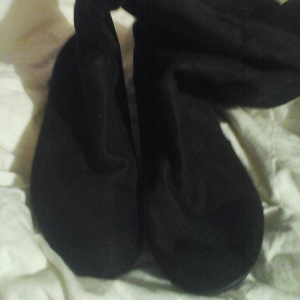 Black suede above the knee boots