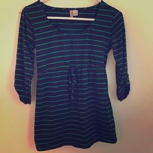 Navy/Green Striped Maternity Tunic