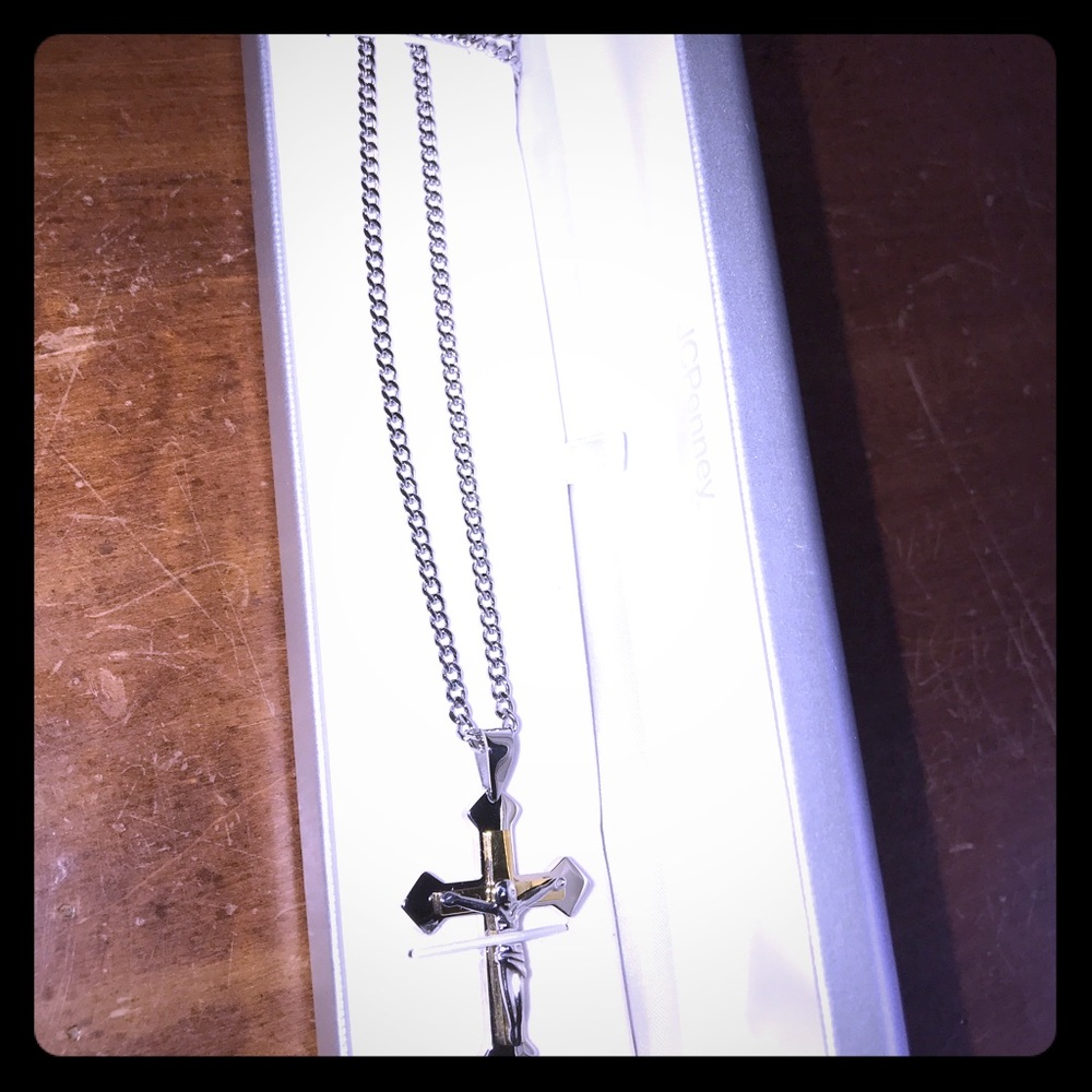 Men's Two-Toned Stainless Steel Crucifix