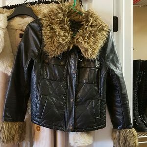 Members only faux fur trim coat