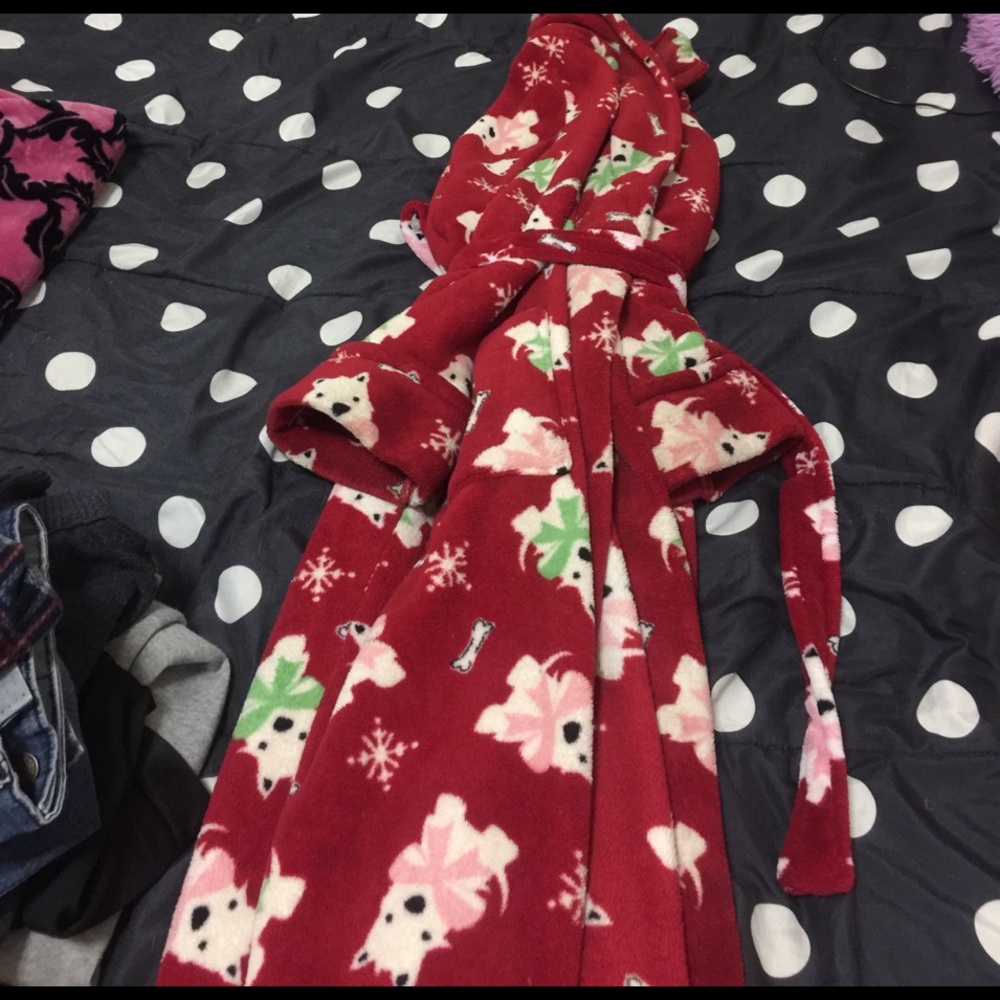 Teddy bears and snow flakes bath robe