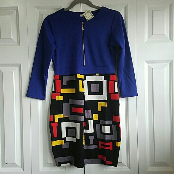 Women’s Blue Zipper Dress NWT - Picture 2 of 4