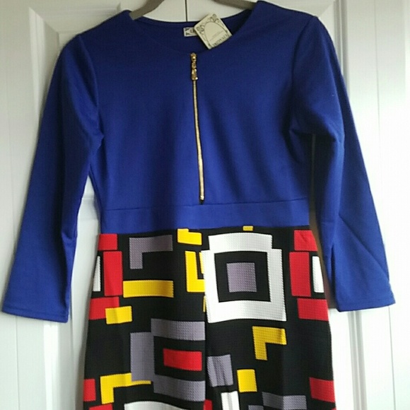 Women’s Blue Zipper Dress NWT - Picture 3 of 4