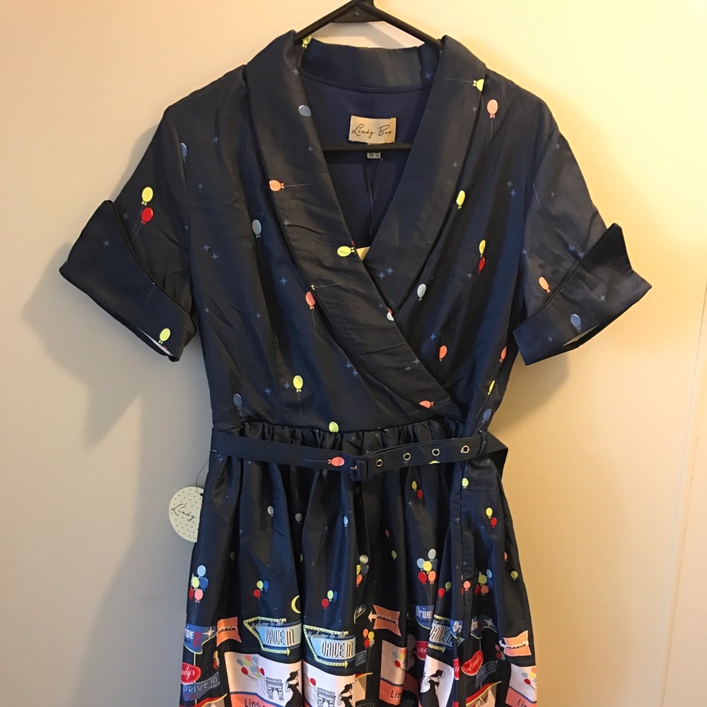 Lindy Bop 'Courtney' Drive In Print Swing Dress