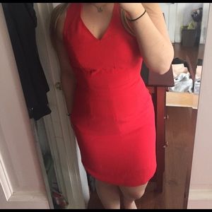 Red body con dress