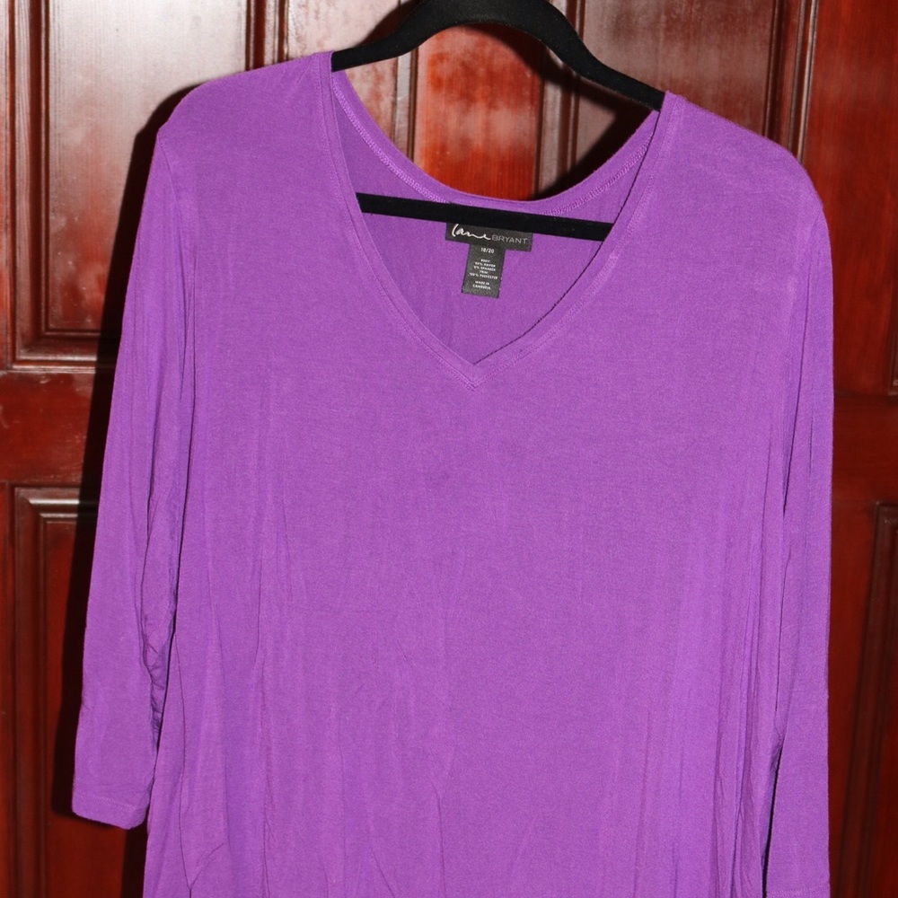 Plus size purple 3/4 sleeve knit top