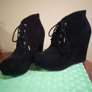 Black ankle bootie wedges