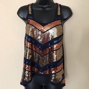 Navy Blue Tank Top with Sequence.
