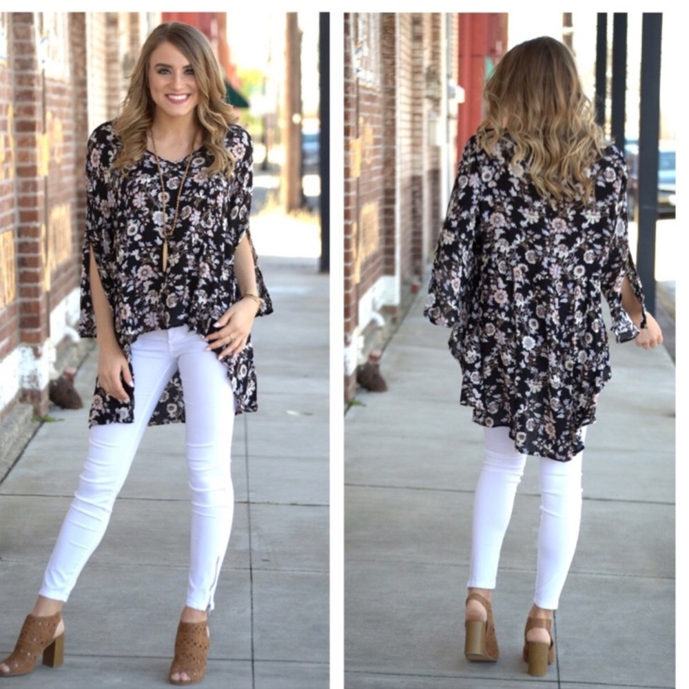Floral high low tunic