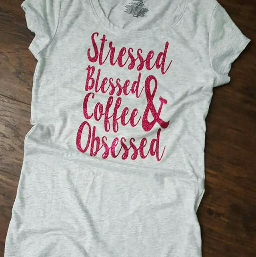 Glitter vinyl homemade shirts.