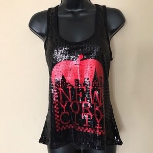 New York City Sequence Black Tank Top