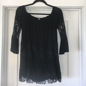 Off the shoulder black lace dress