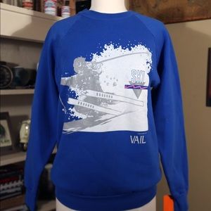 *VINTAGE* LATE 1980's BLUE UNISEX VAIL SWEATSHIRT