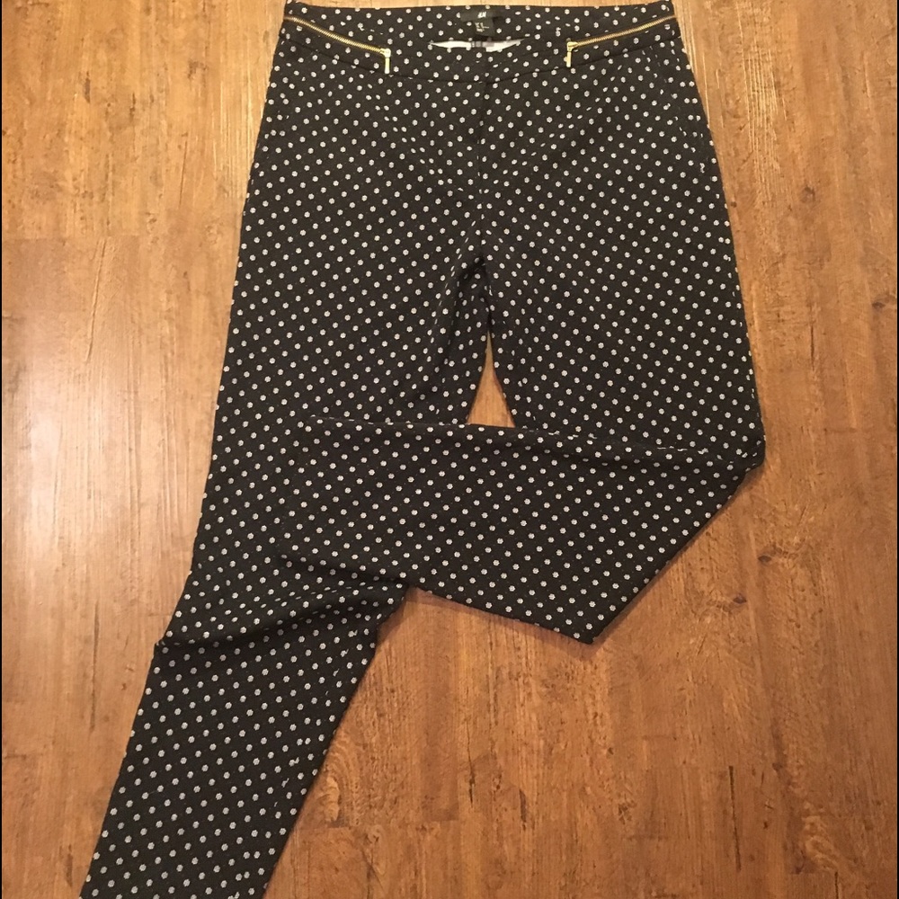 Black printed straight leg pants