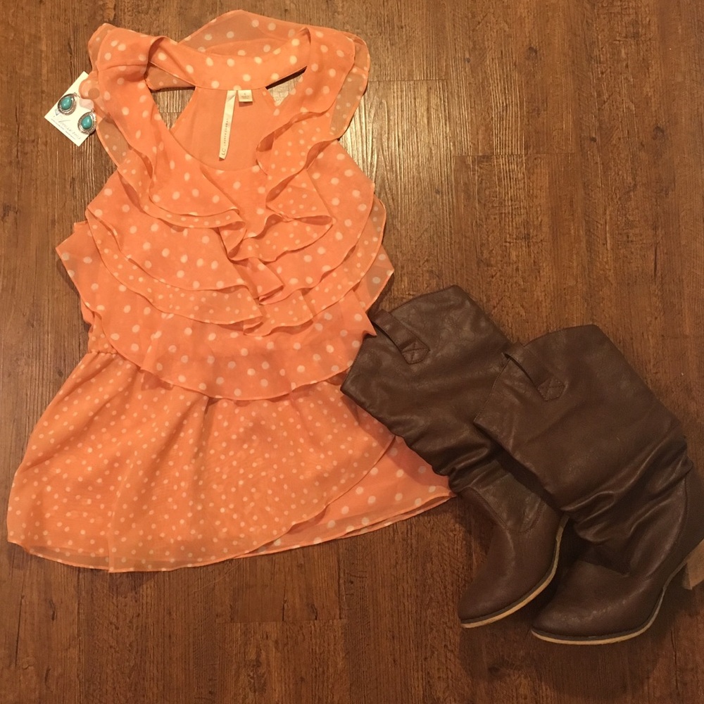 Orange polka dot tank