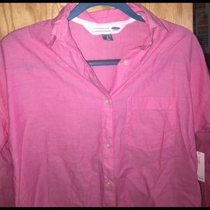 NWT pink button up boyfriend shirt