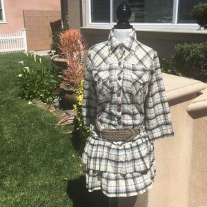 Cute flannel Dress with Belt