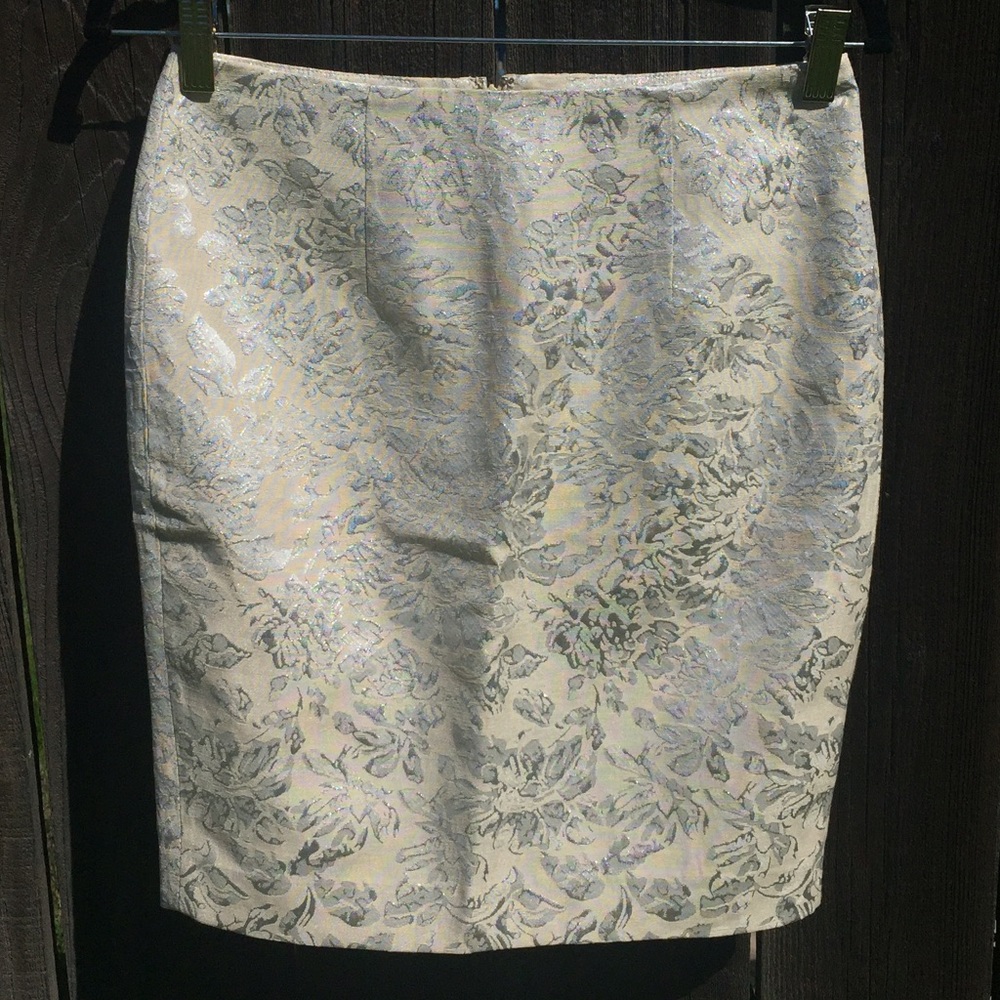 White and Silver Floral Skirt