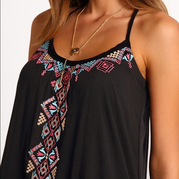 Black irregular mini dress DRC108 - Picture 3 of 3