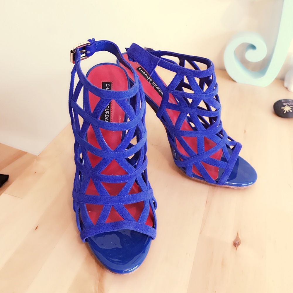 Royal Blue Suede Charles Jourdan heels