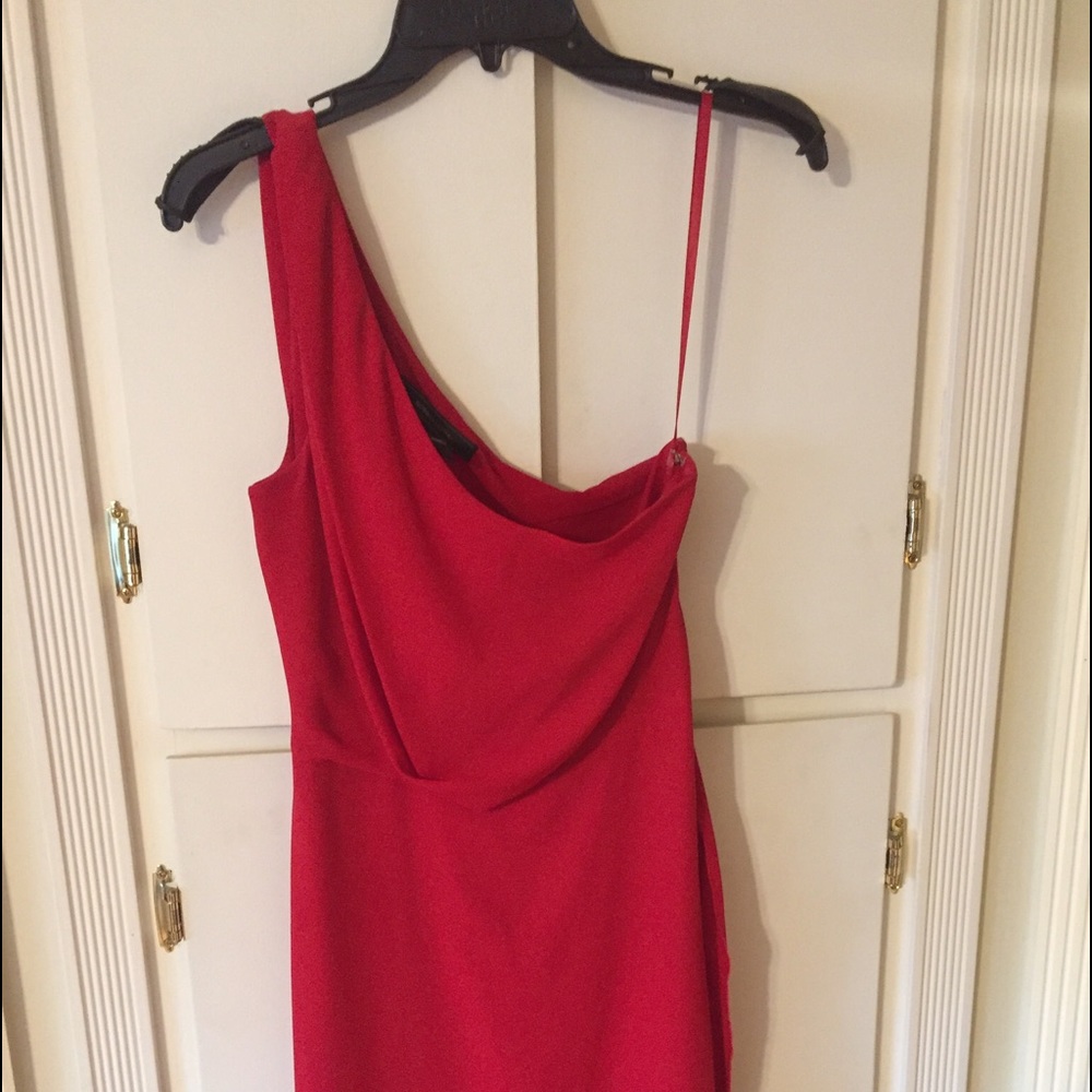 BCBG red one shouldered dress