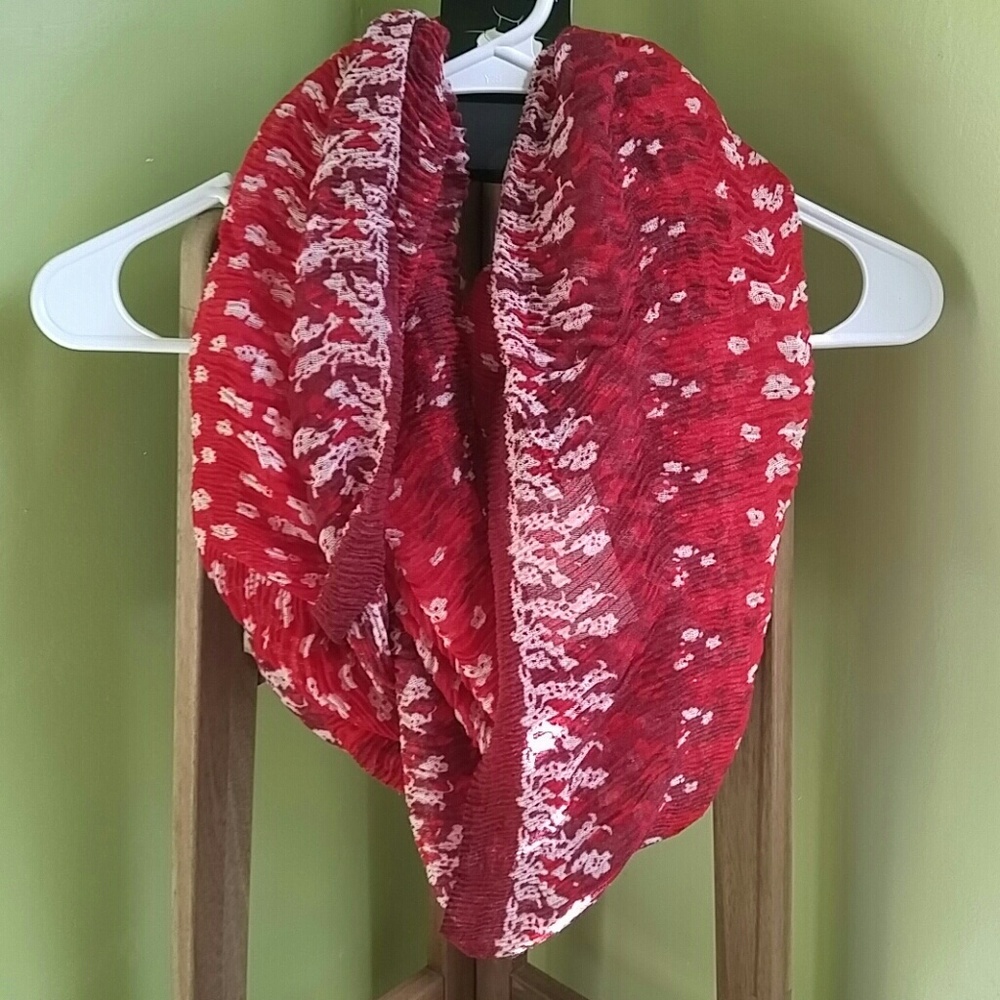 Red flowery Infinity Scarf