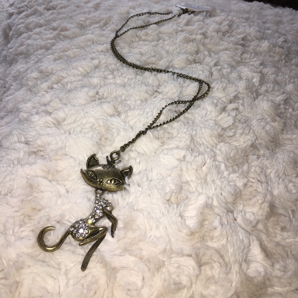 Sexy kitty w/rhinestones with gold antique finish - Picture 2 of 4