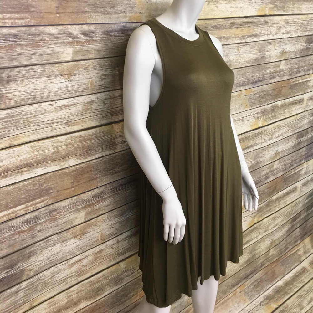 Green Flowy Aline Tank Dress - Picture 2 of 7