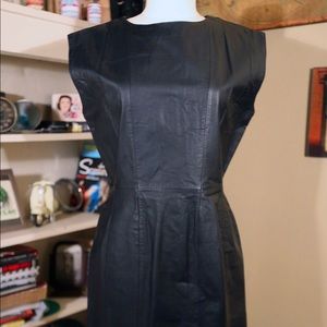 *VINTAGE* BLACK LEATHER SLEEVELESS MINI DRESS