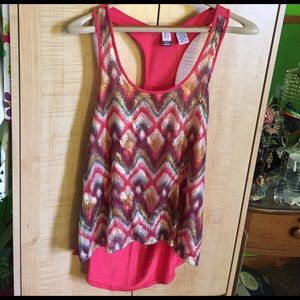 Orange/red sequence tank top