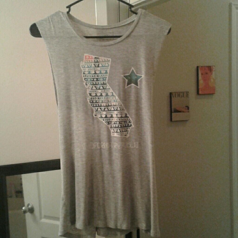 California Republic Tee, Sleeveless, Cut-out back