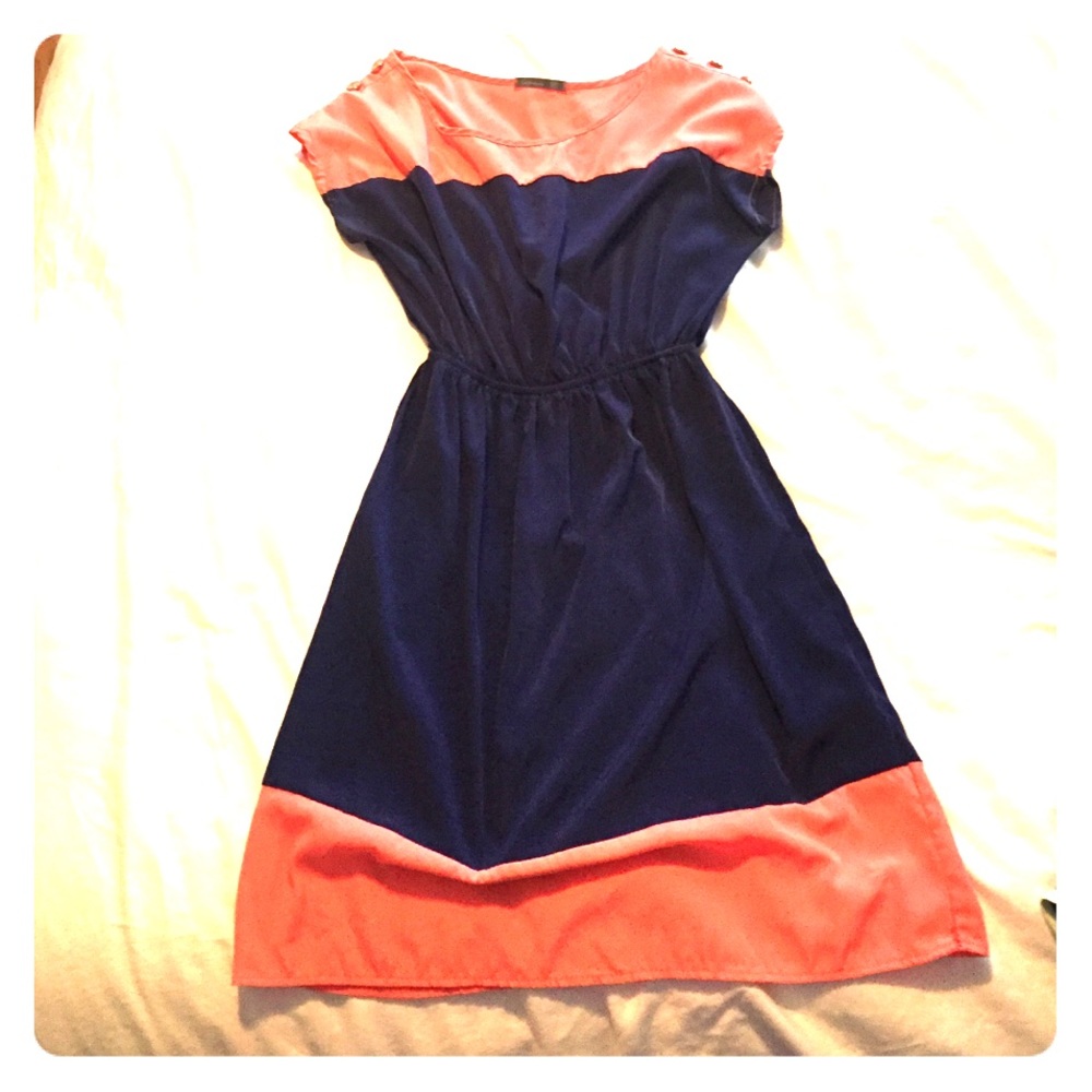 Coral & Navy Dress