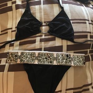 Beach bunny halter rhinestone bikini