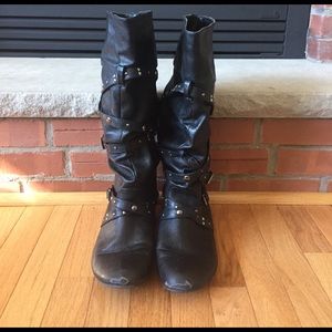 Black knee high boots